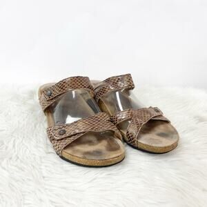Taos 11.5 Womens Brown Snake Embossed Leather Audition Strappy Sandals
